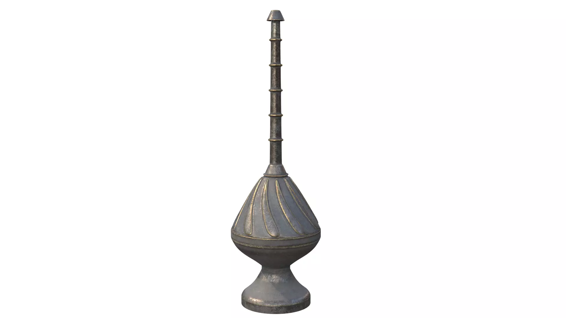ornamental metal pipe with long handle 3D model_0