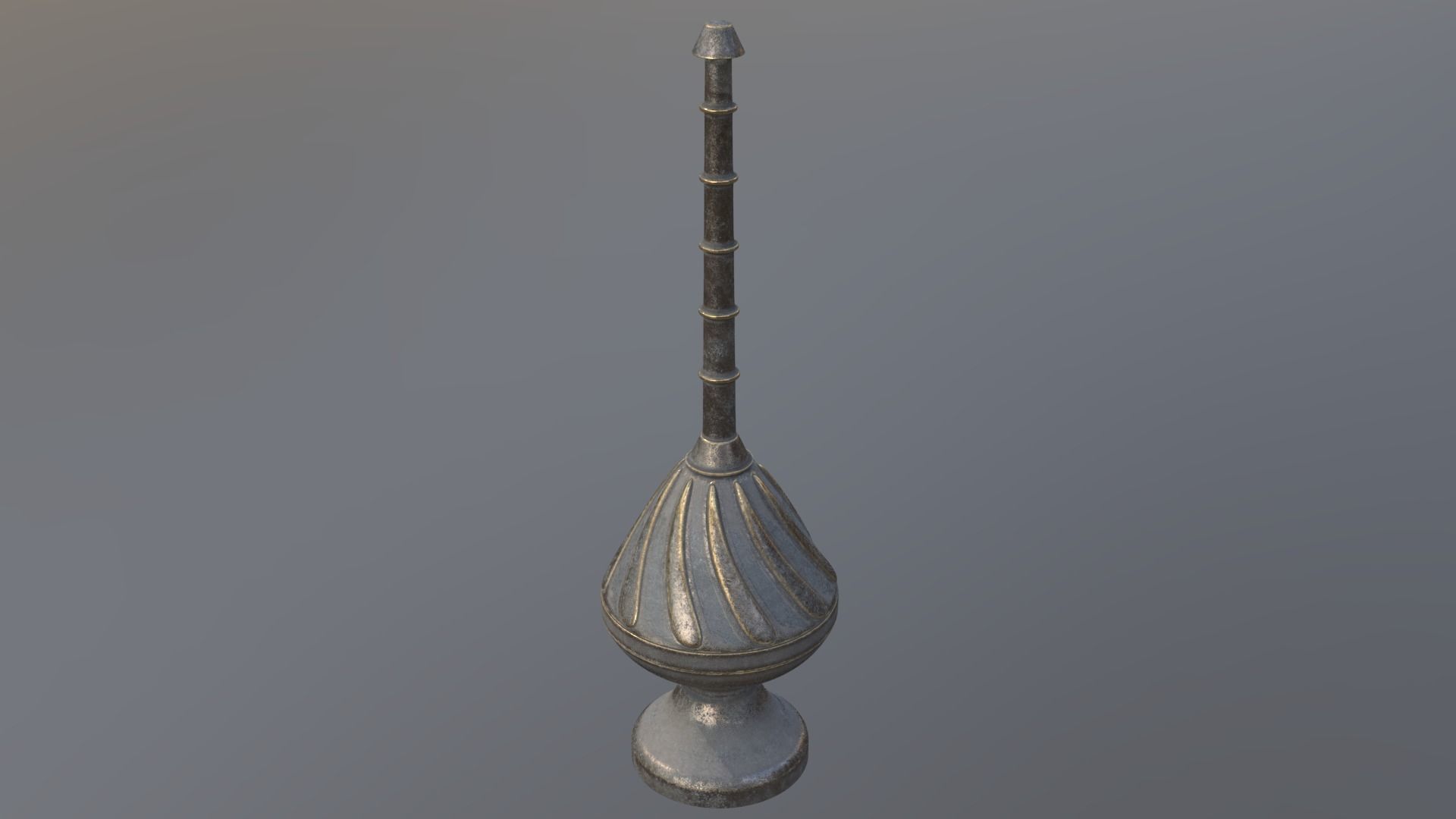 ornamental metal pipe with long handle 3D model_2