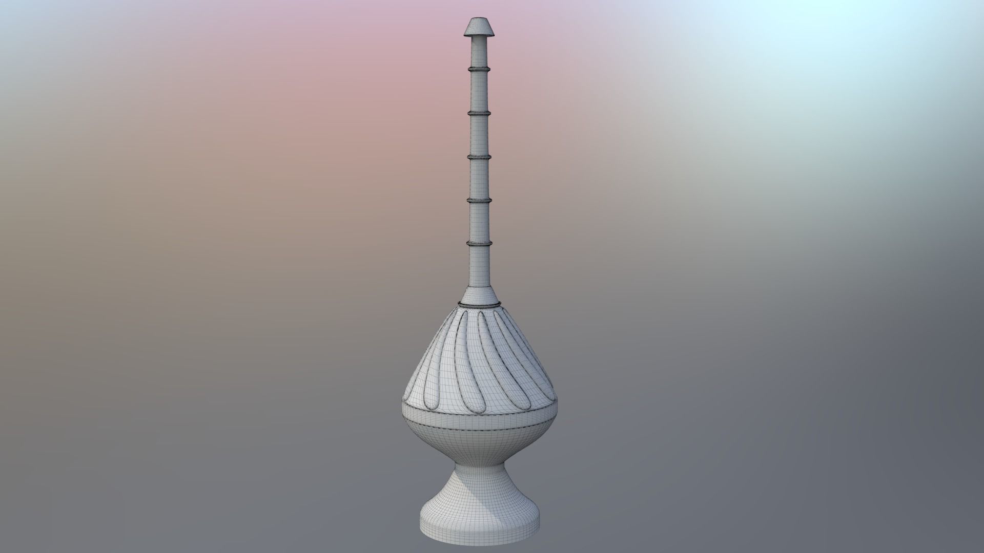 ornamental metal pipe with long handle 3D model_3
