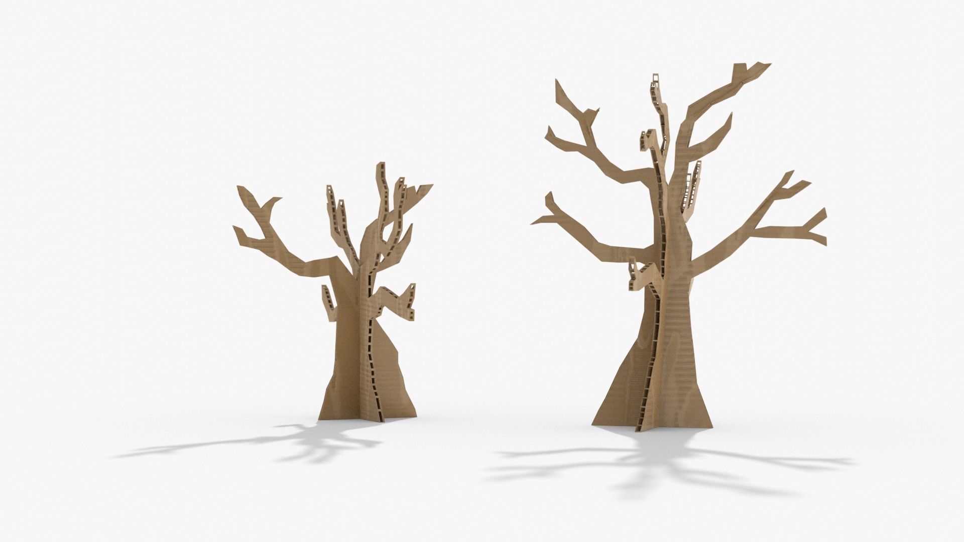 Cardboard trees Low-poly 3D model_2