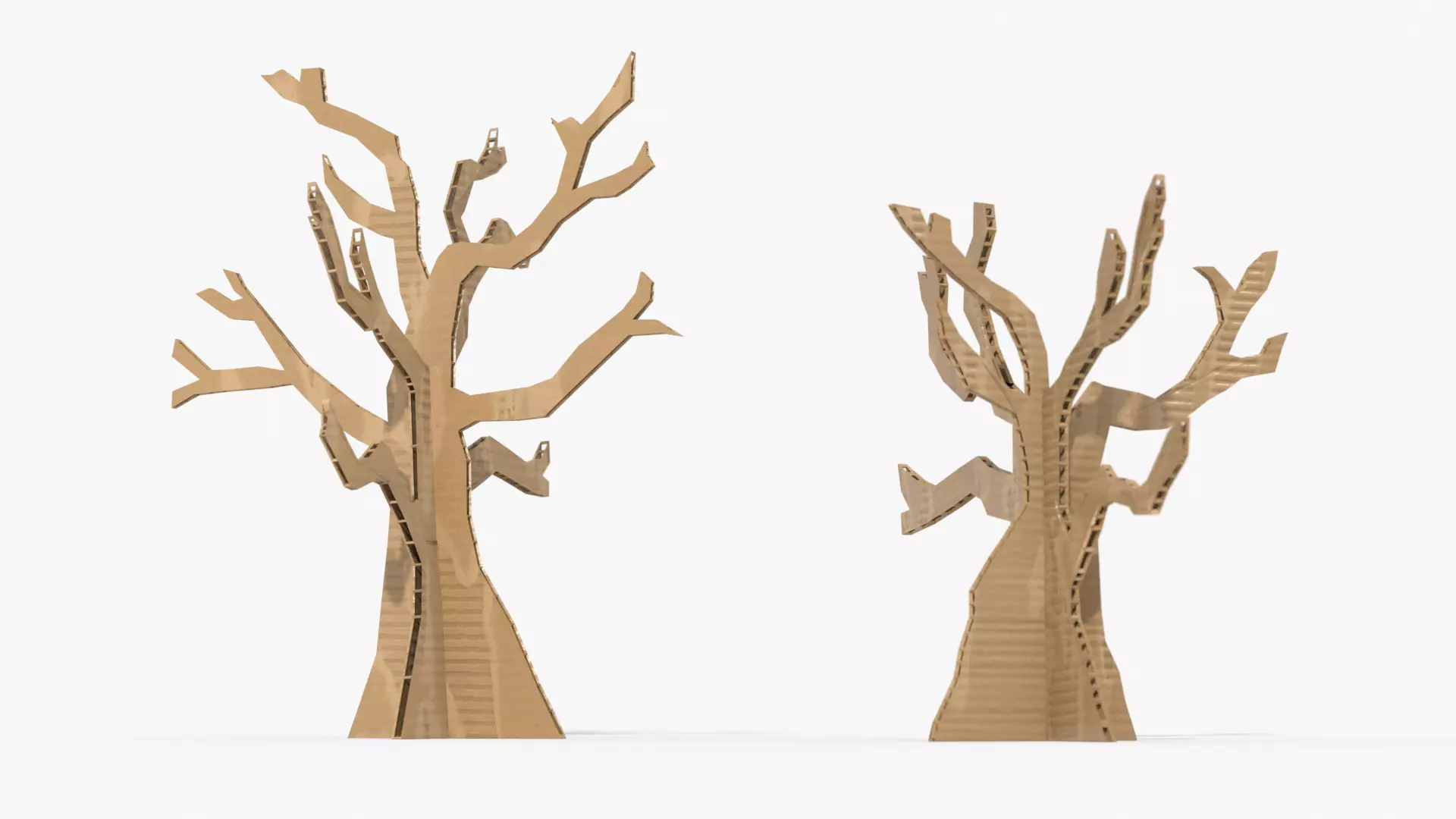 Cardboard trees Low-poly 3D model_0