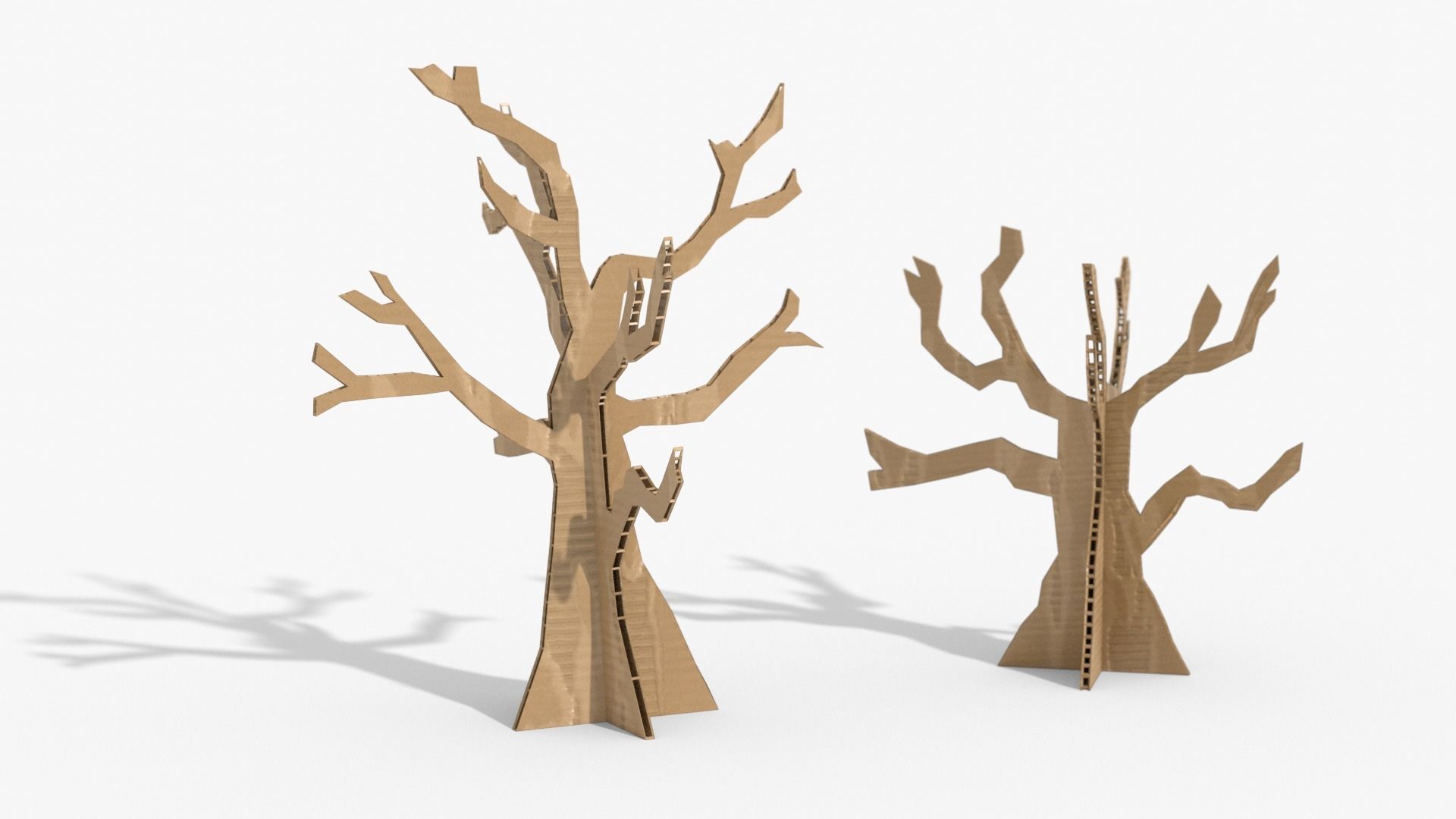 Cardboard trees Low-poly 3D model_1