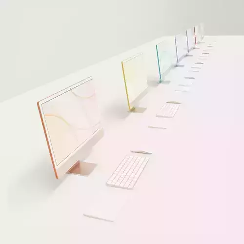 iMac 2021 Unbranded in All Colors and Peripherals 3D model
