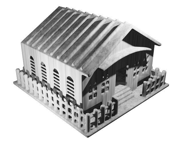 Classic Cartoon House Low-poly 3D model_1