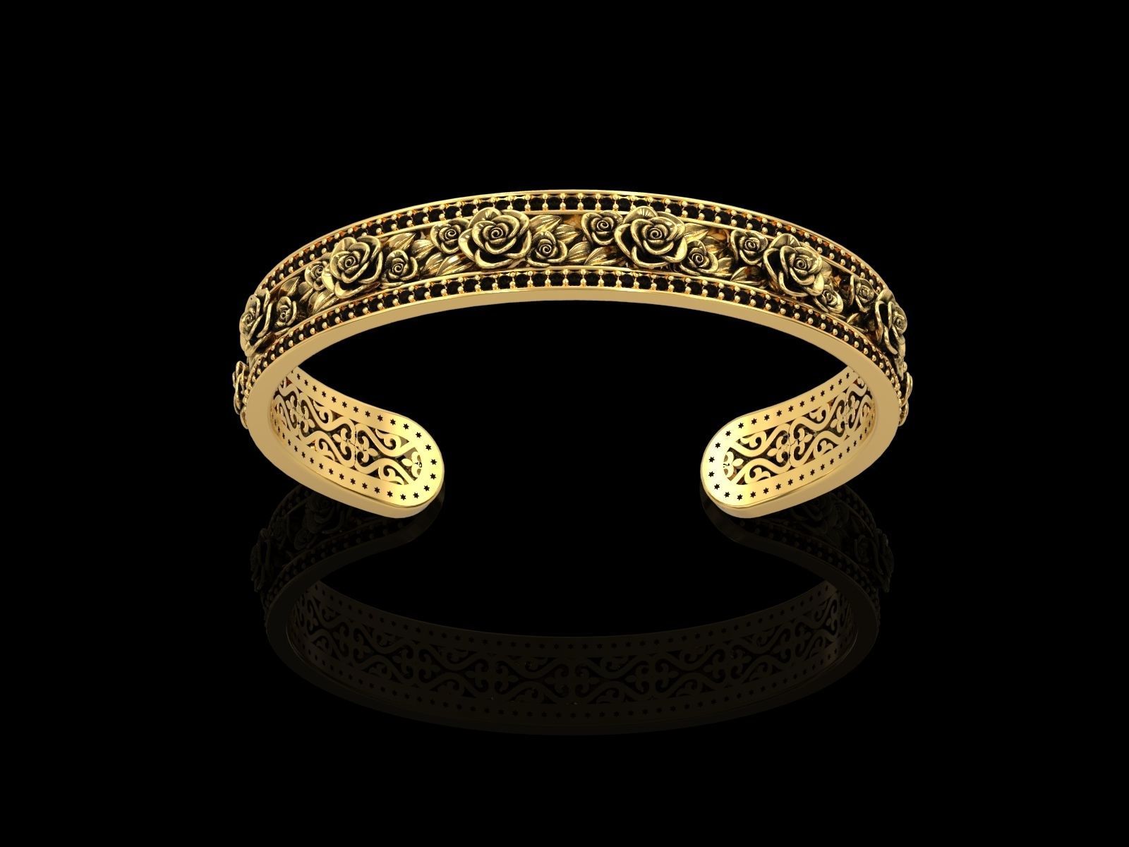 Rose Cuff Bracelet1 3D print model_2