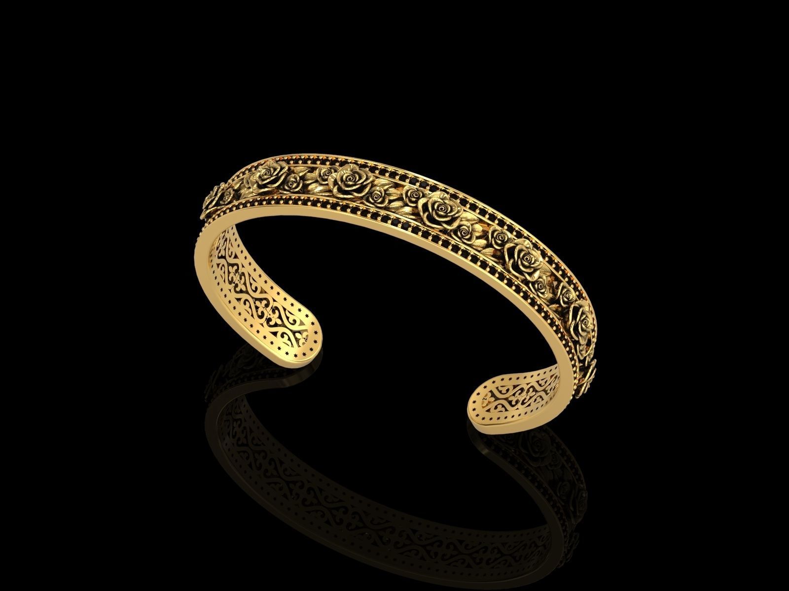 Rose Cuff Bracelet1 3D print model_4