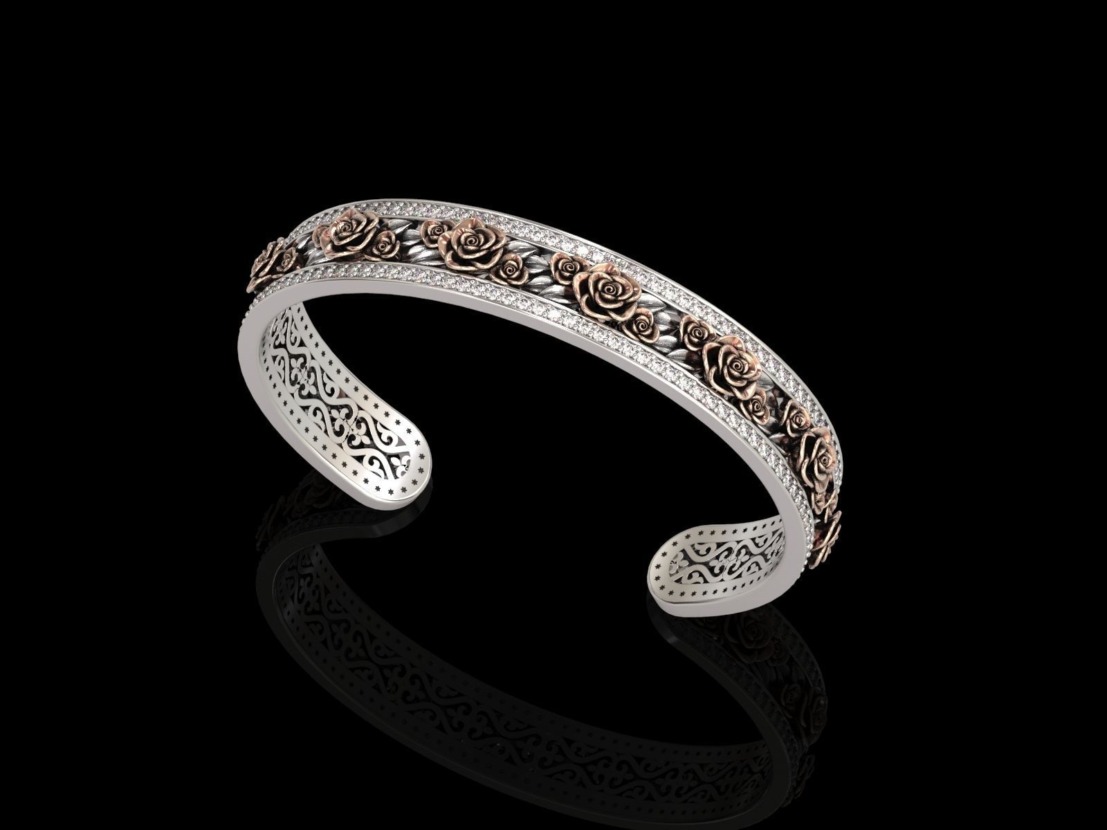 Rose Cuff Bracelet1 3D print model_5
