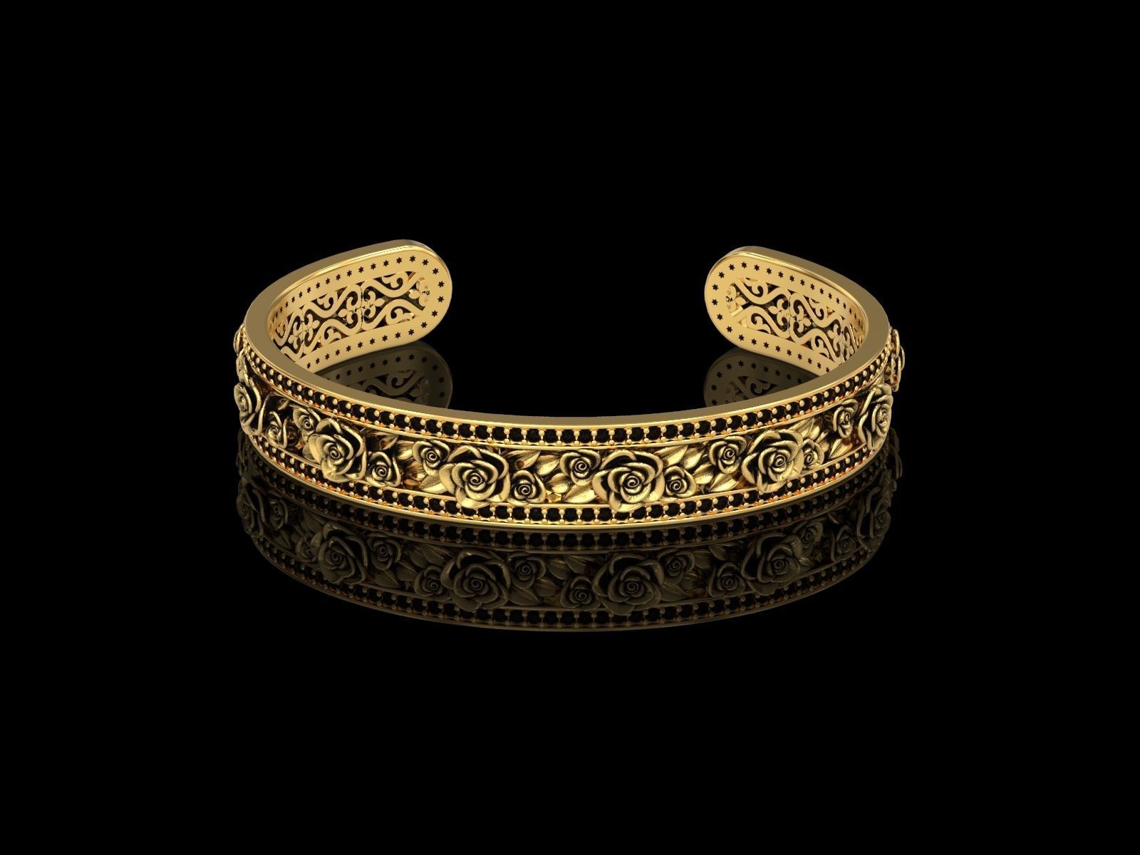 Rose Cuff Bracelet1 3D print model_10