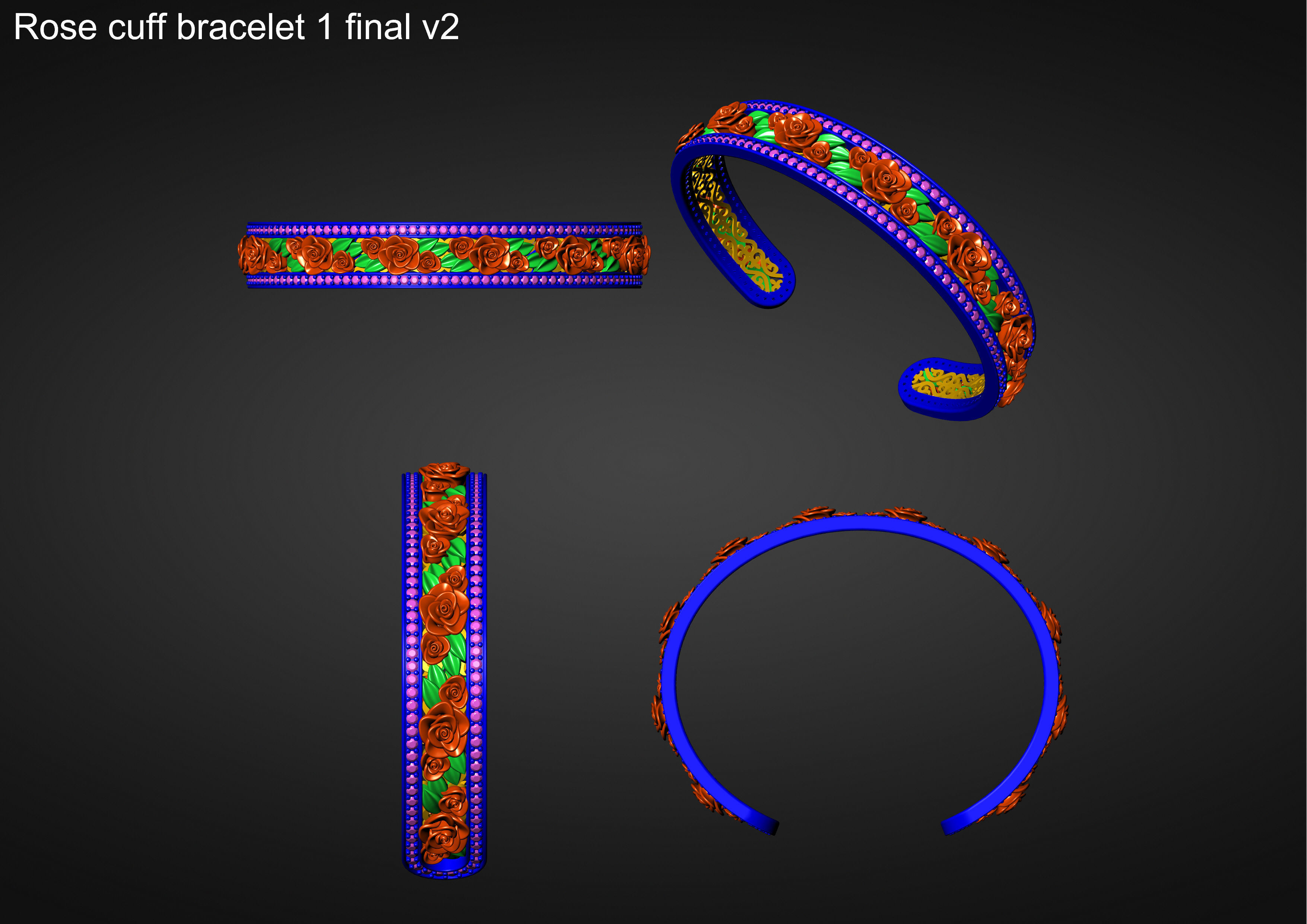 Rose Cuff Bracelet1 3D print model_20