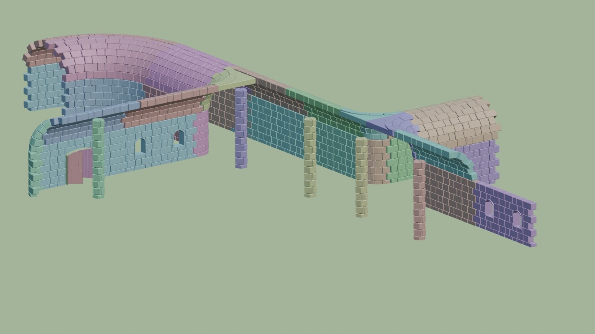 wall low poly package Low-poly 3D model_9