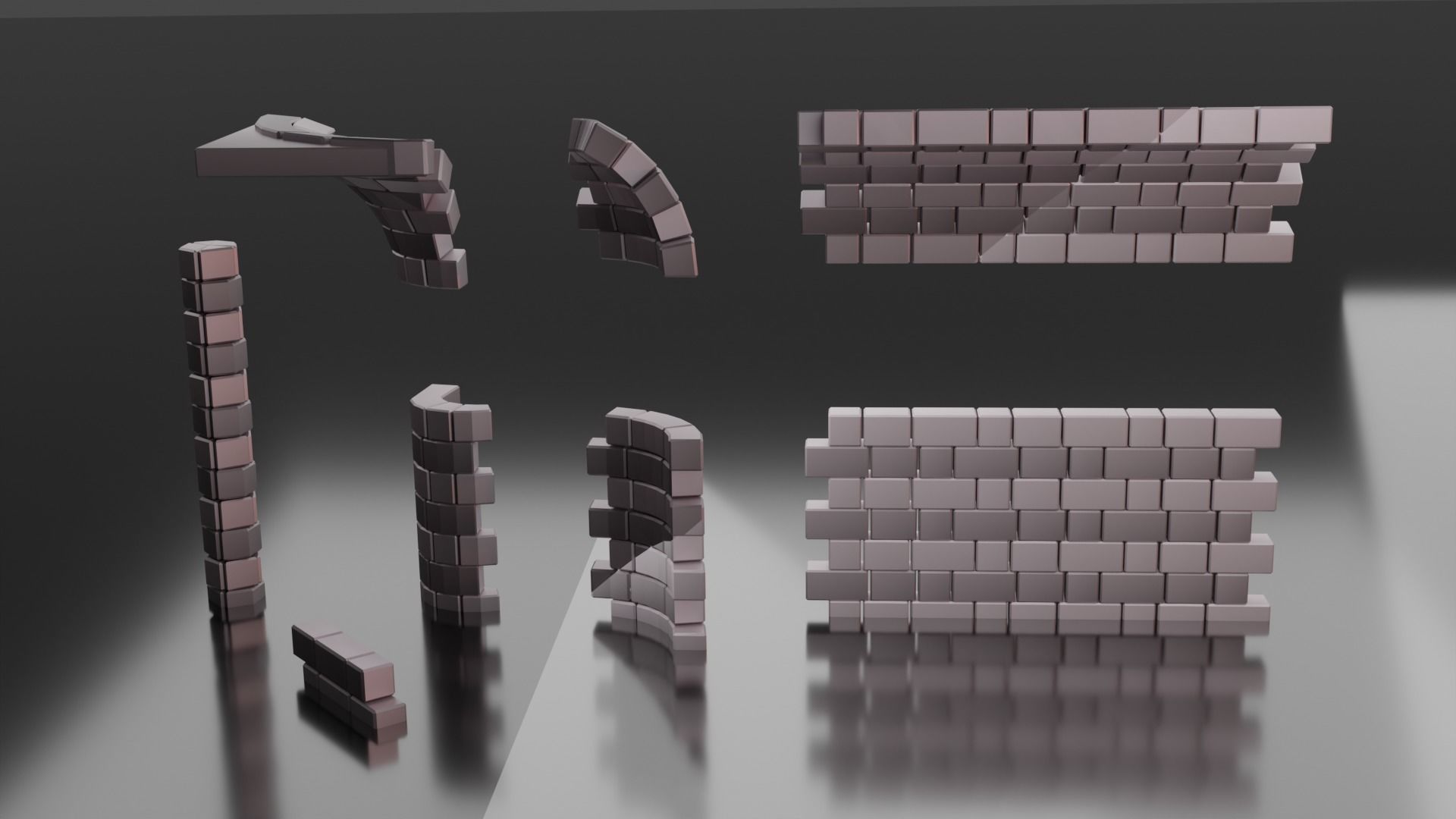 wall low poly package Low-poly 3D model_5