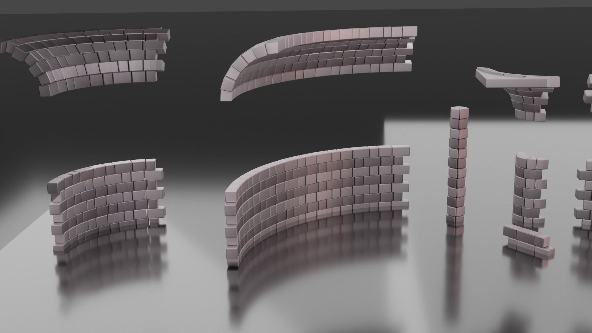 wall low poly package Low-poly 3D model_6