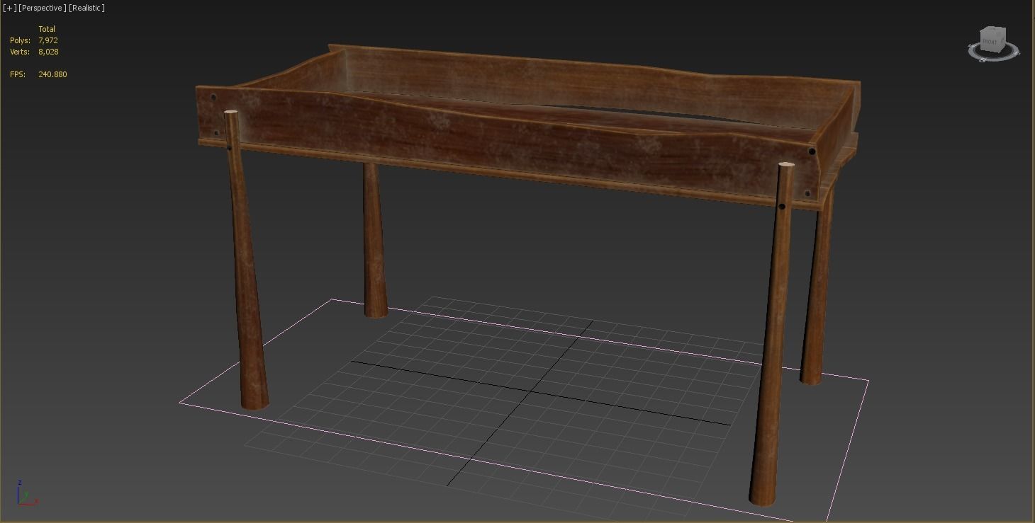 Stand 3d wooden tray with metal legs 3D model_3