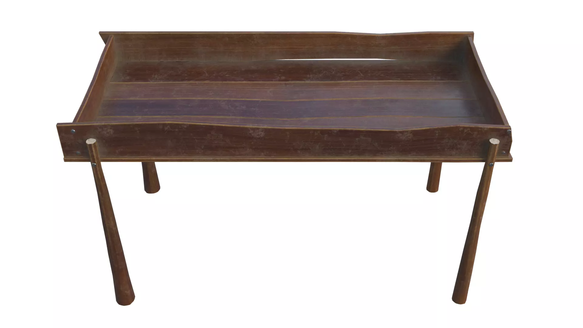 Stand 3d wooden tray with metal legs 3D model_0