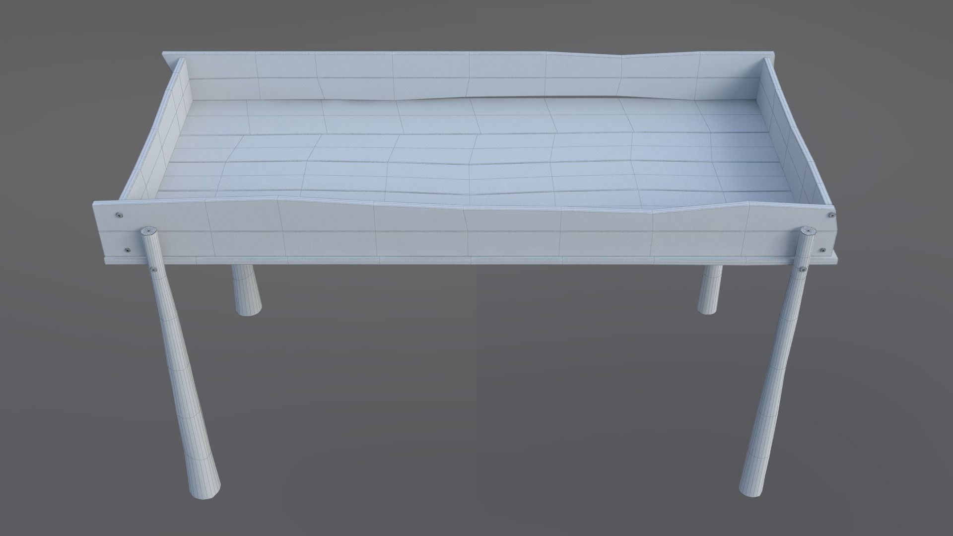 Stand 3d wooden tray with metal legs 3D model_2