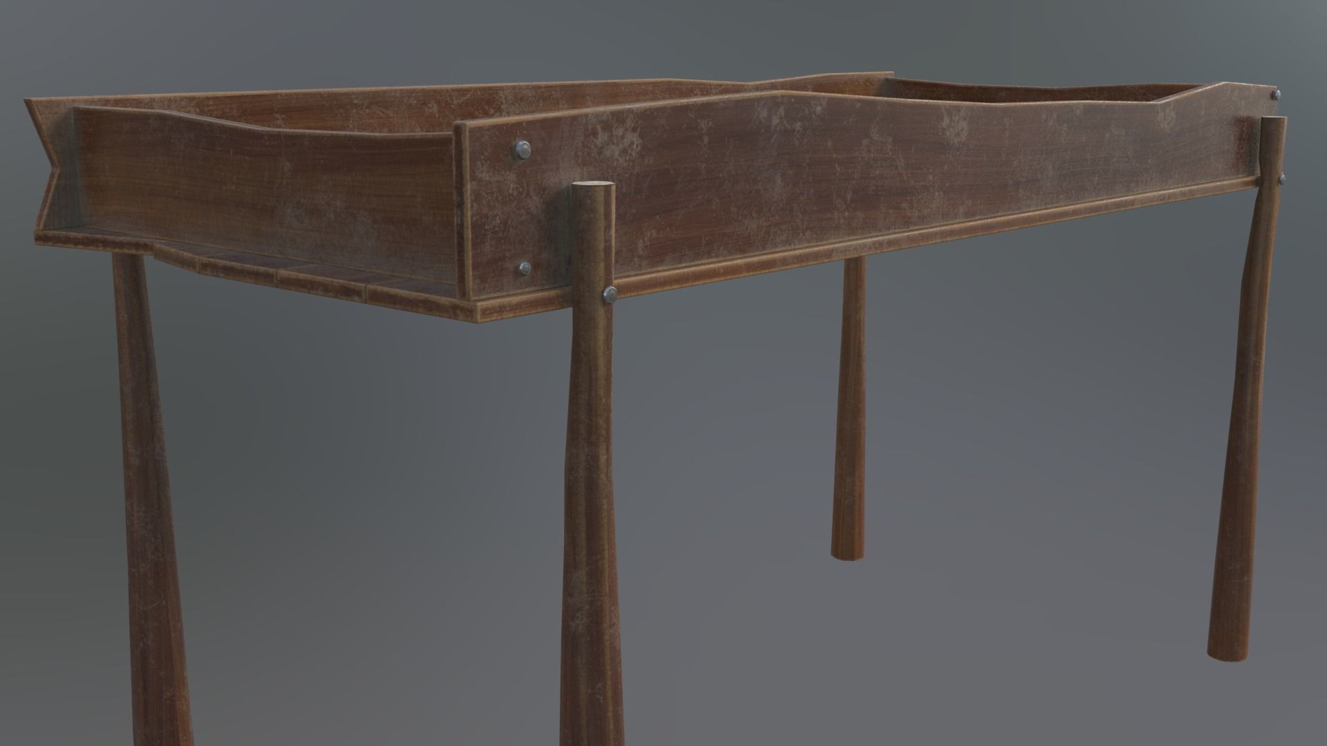 Stand 3d wooden tray with metal legs 3D model_1