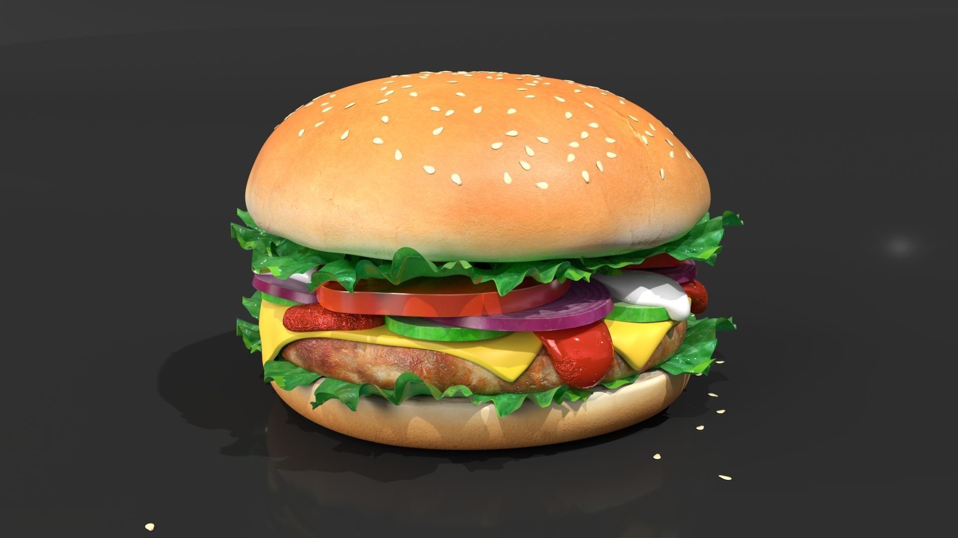 Burgers hamburger 3D model_2