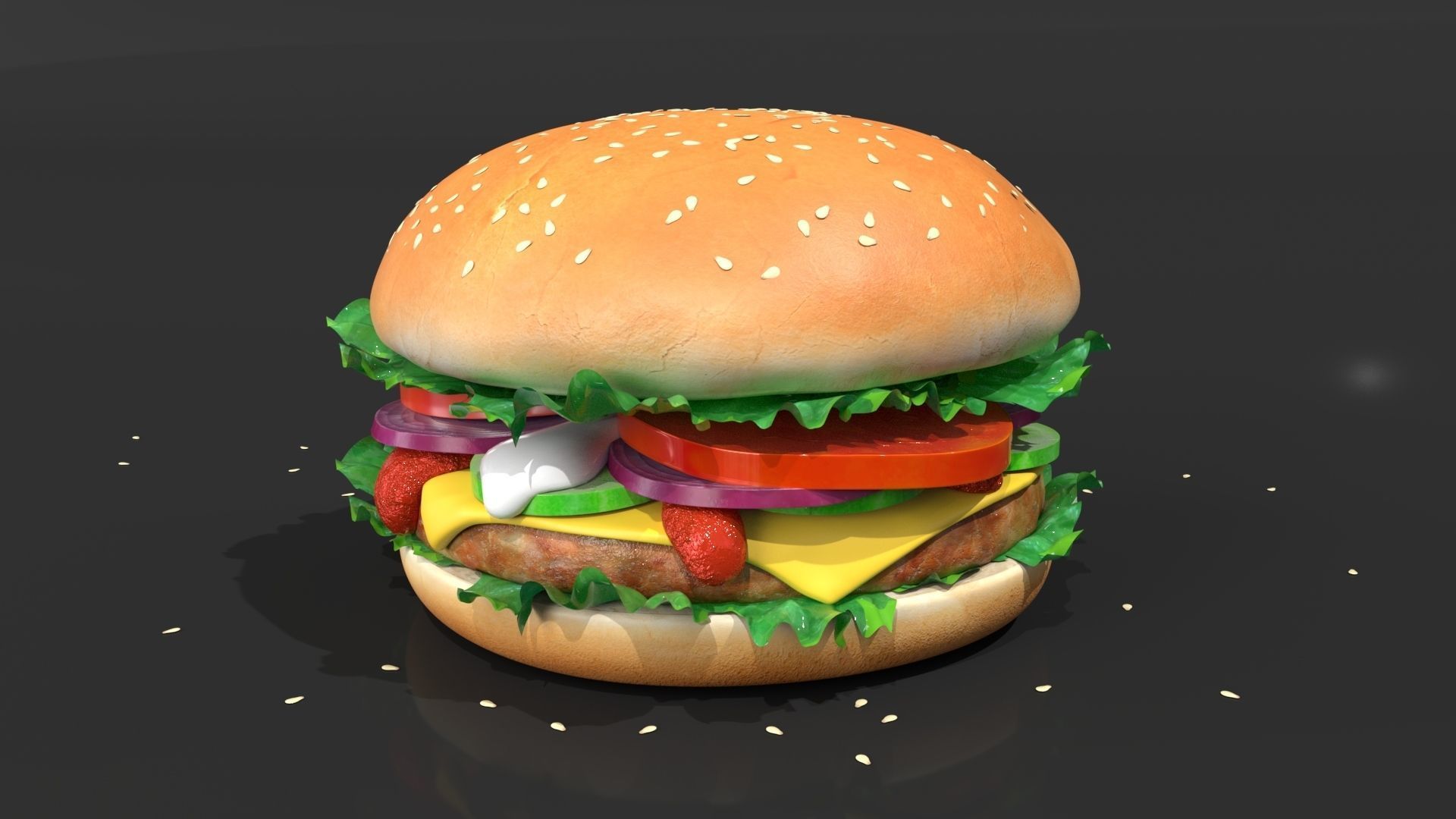 Burgers hamburger 3D model_1