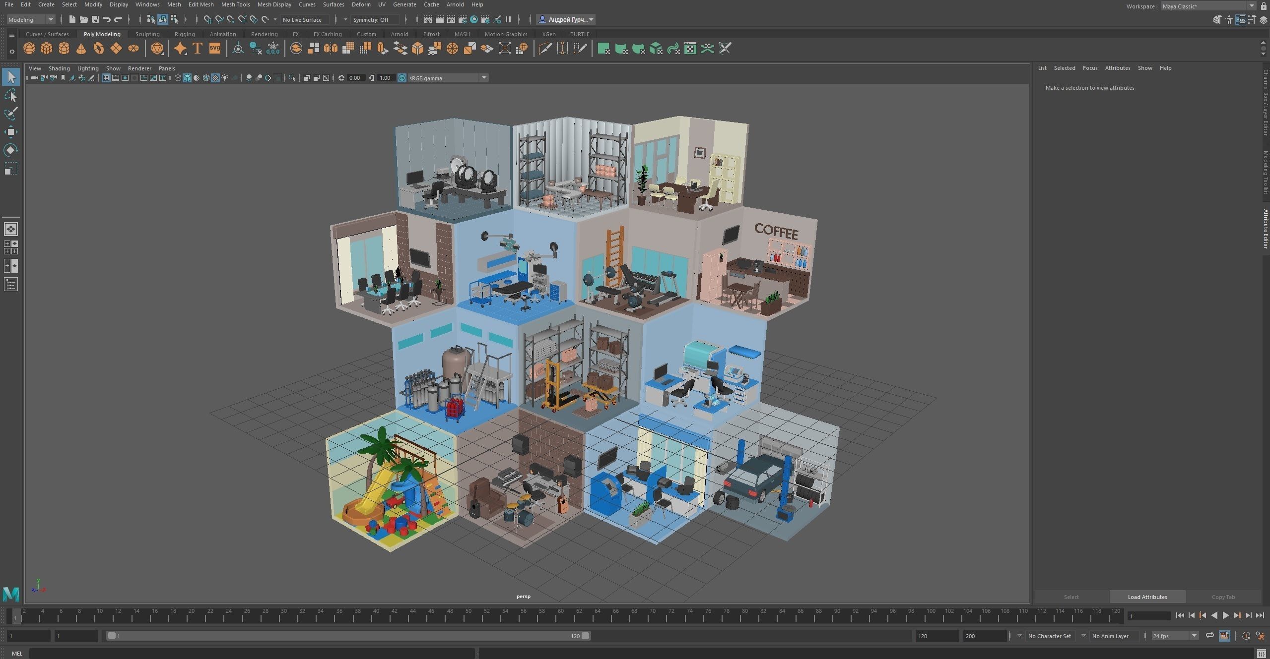 low poly interior rooms Low-poly 3D model_19