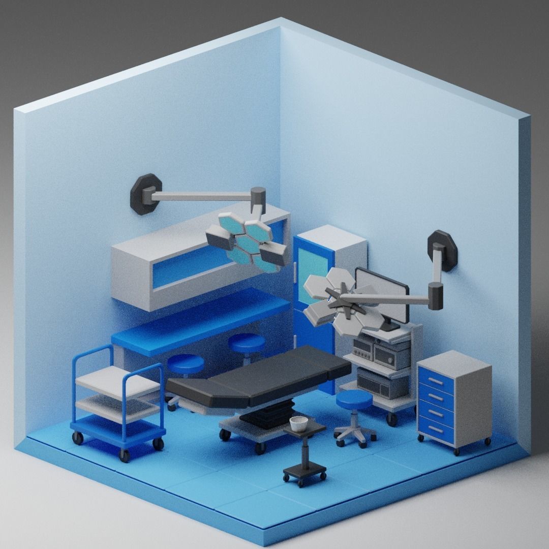 low poly interior rooms Low-poly 3D model_16