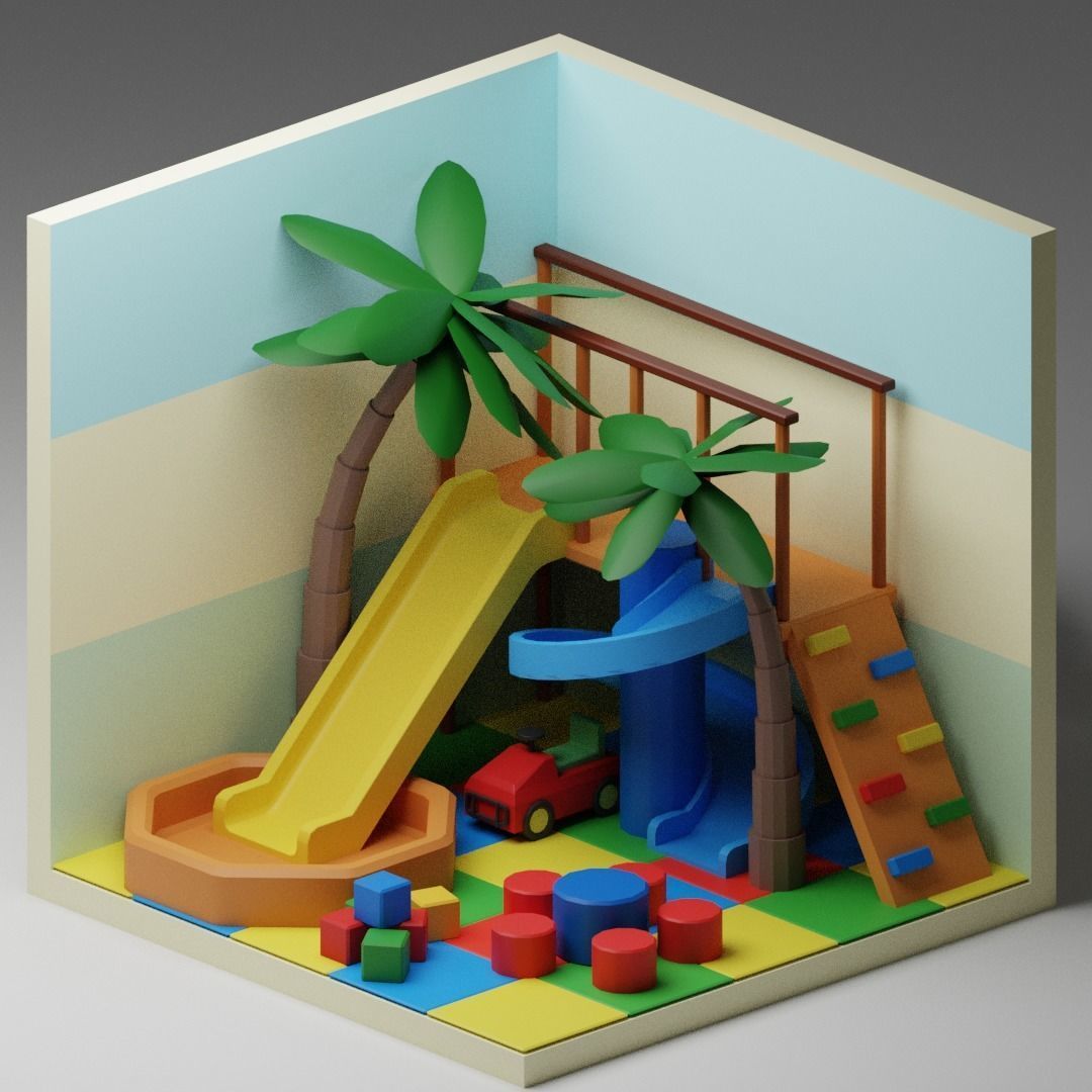 low poly interior rooms Low-poly 3D model_10