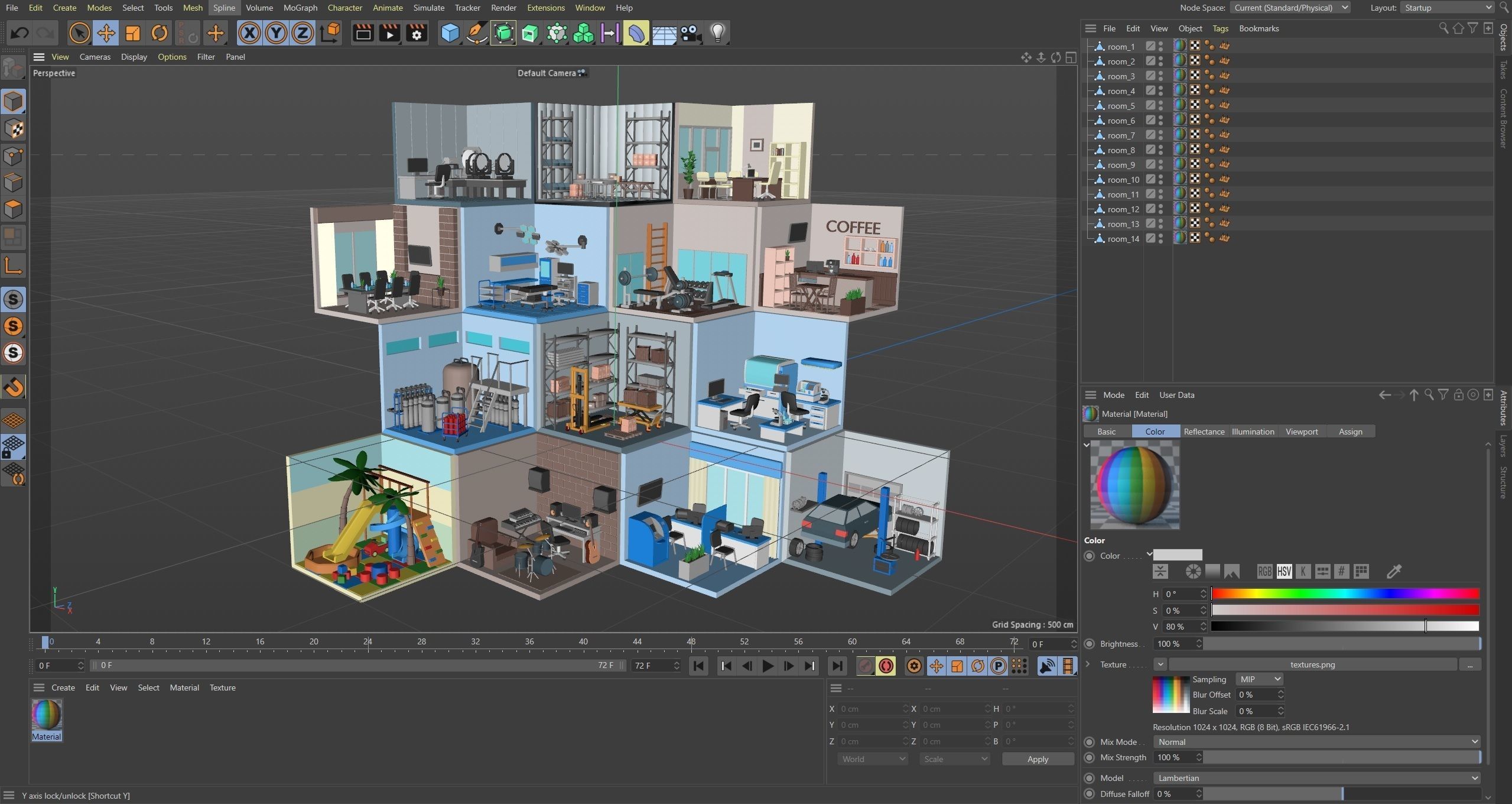 low poly interior rooms Low-poly 3D model_18