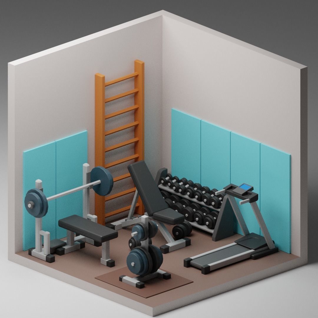 low poly interior rooms Low-poly 3D model_5