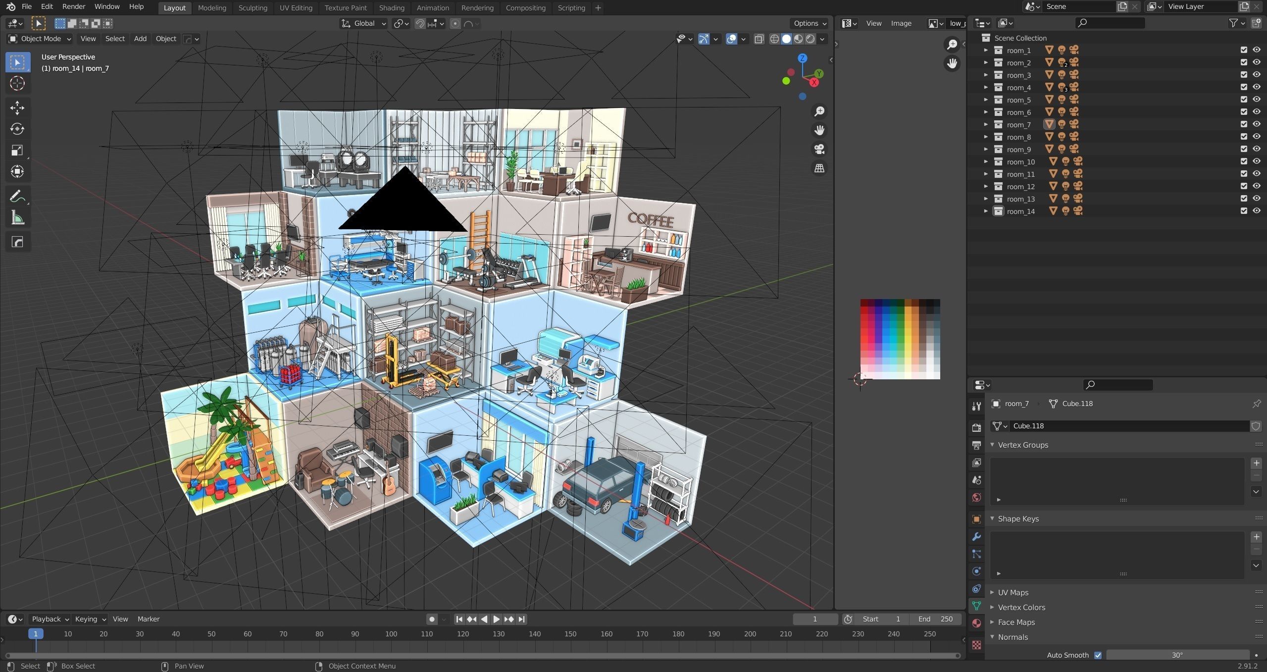 low poly interior rooms Low-poly 3D model_17