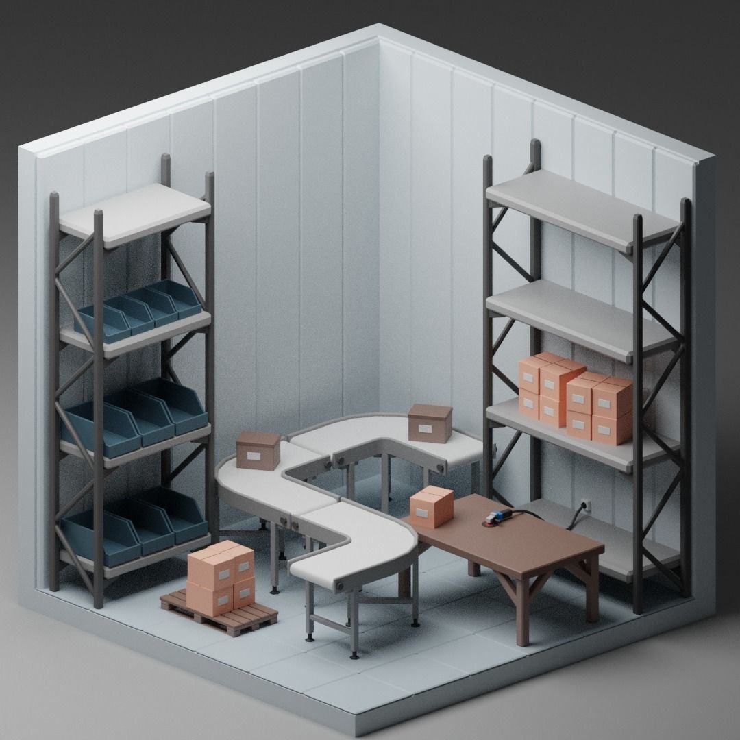 low poly interior rooms Low-poly 3D model_11