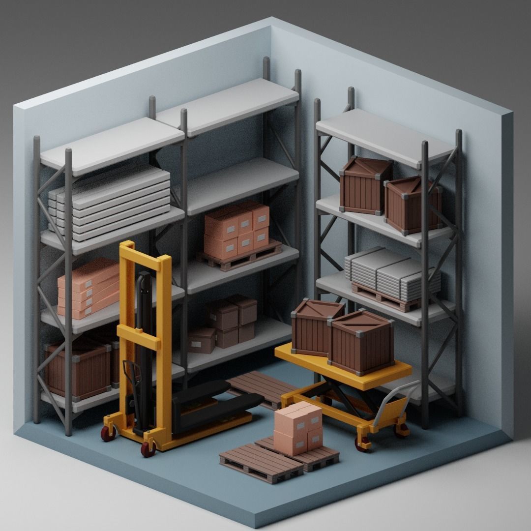 low poly interior rooms Low-poly 3D model_7