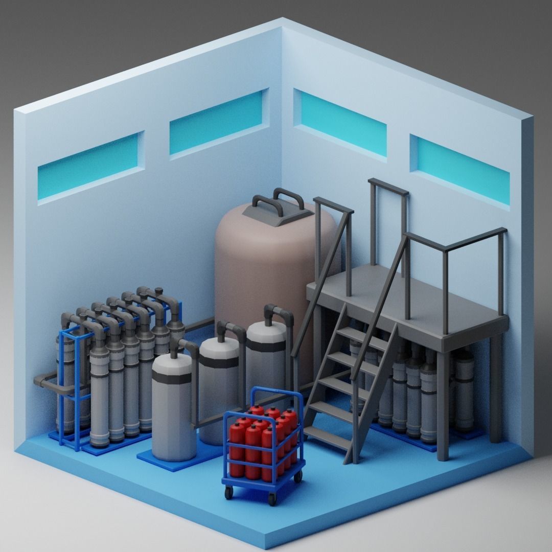 low poly interior rooms Low-poly 3D model_15