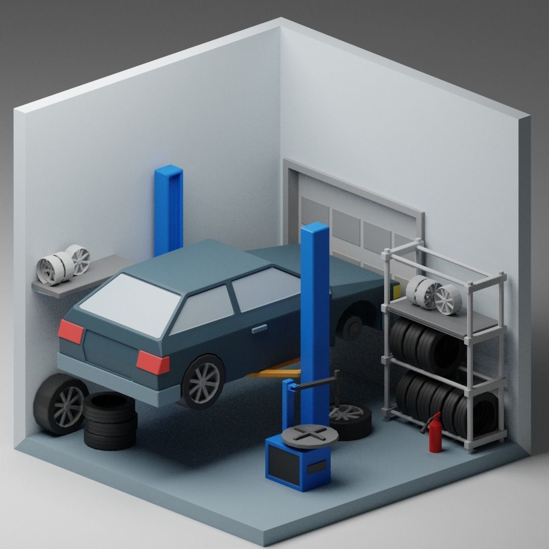 low poly interior rooms Low-poly 3D model_9