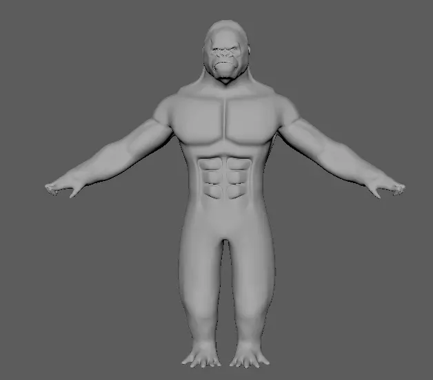 muscle king kong Low-poly 3D model_0