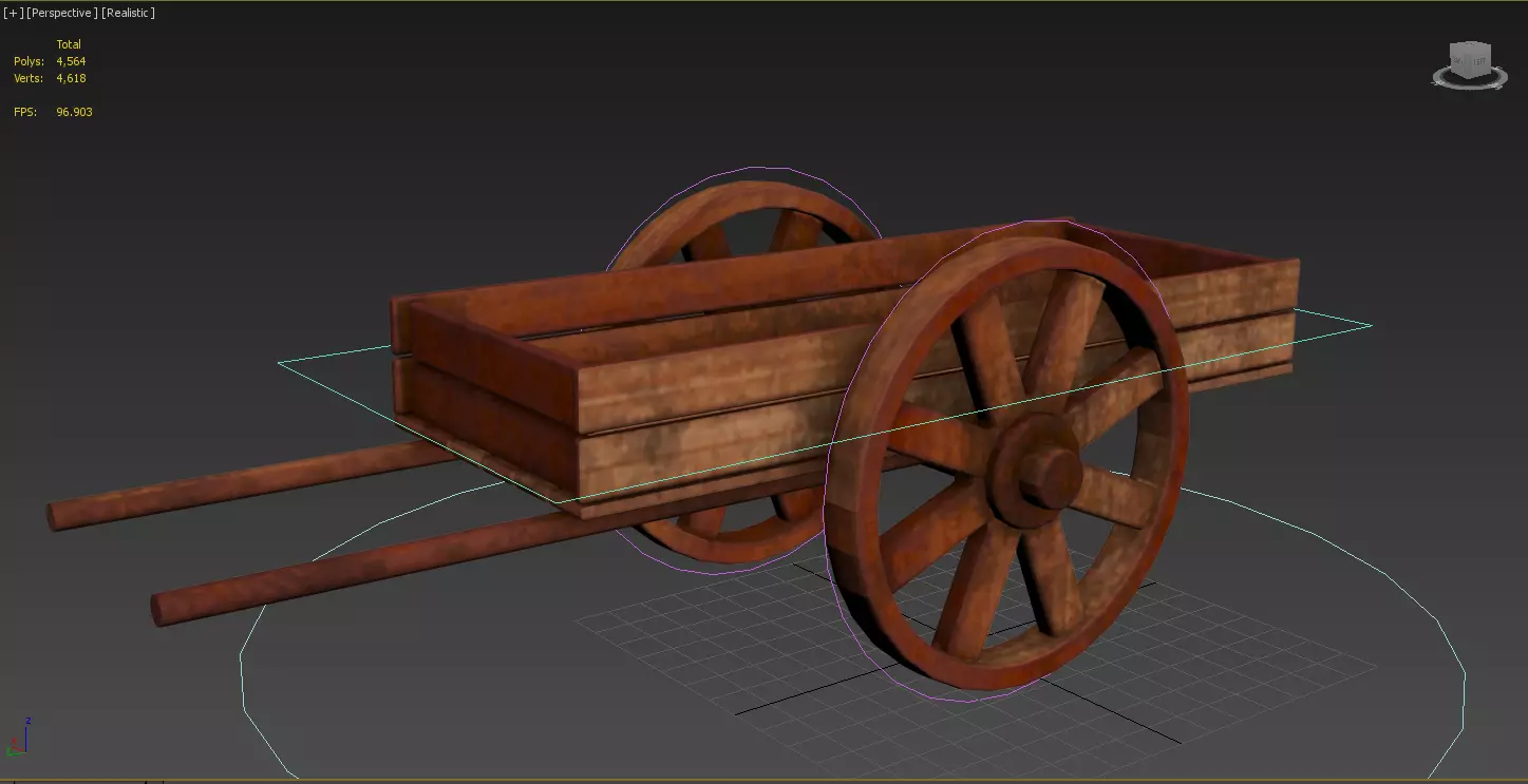 tumbrel 2 old wooden cart 3D model_0