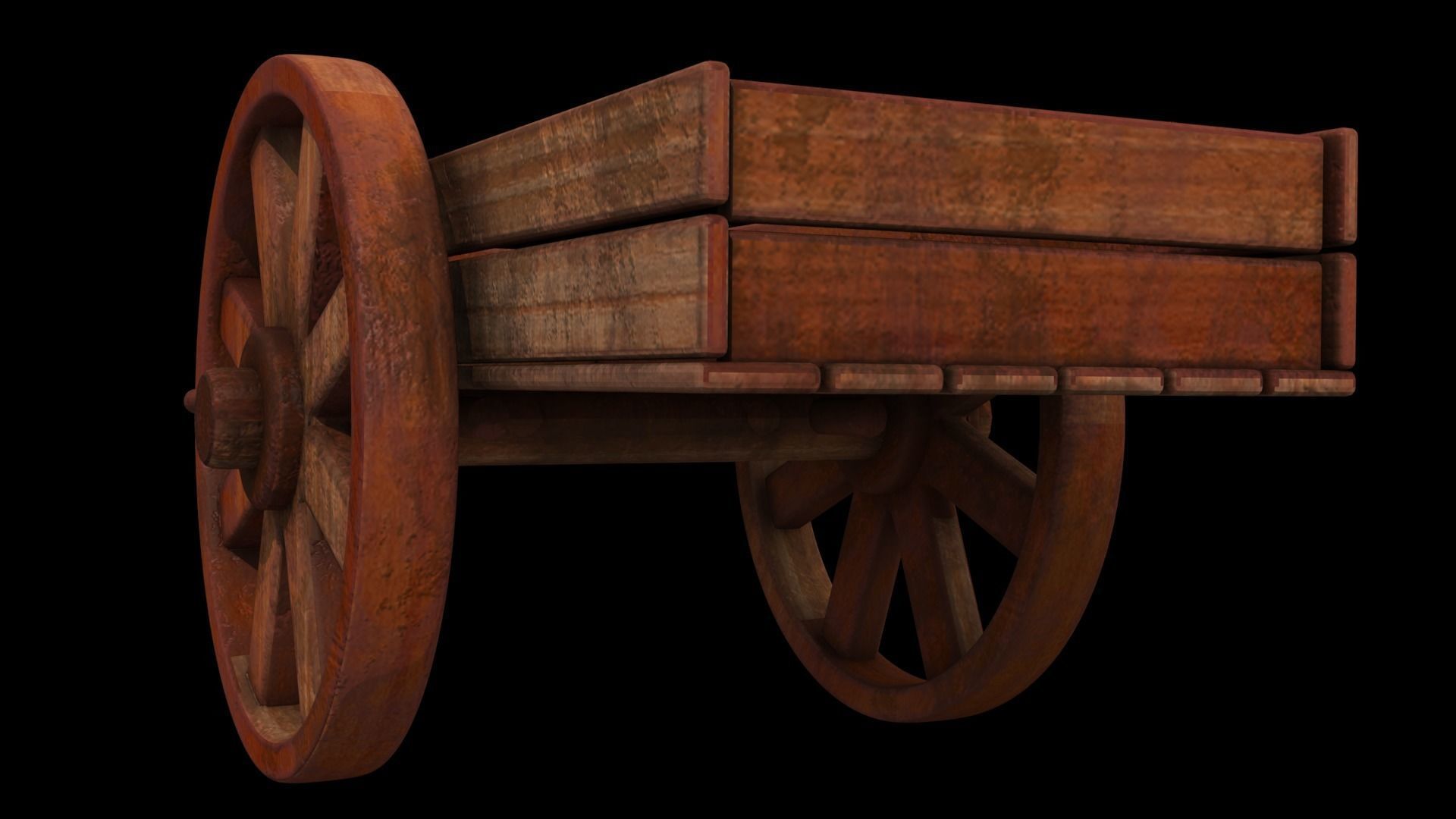 tumbrel 2 old wooden cart 3D model_3