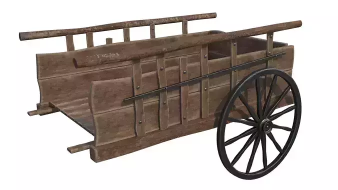 tumbrel wooden cart with wheels