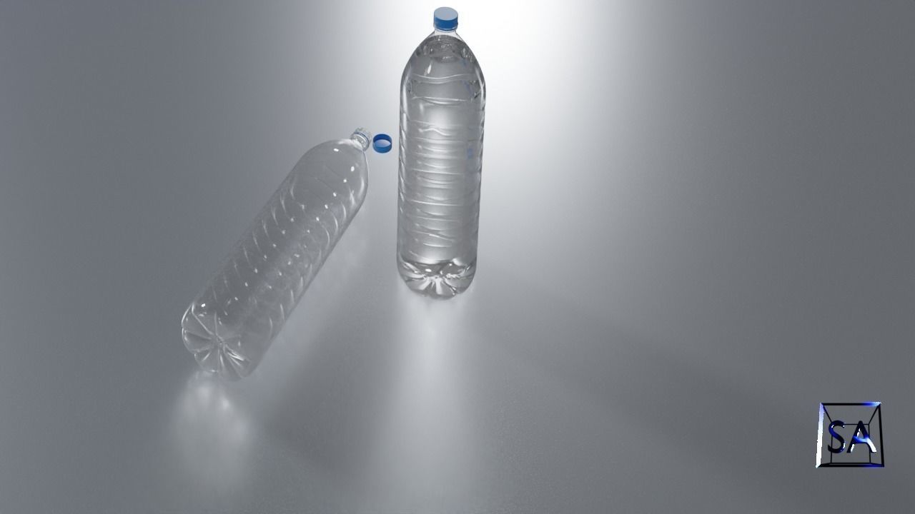 Plastic Water Bottle Low-poly 3D model_14
