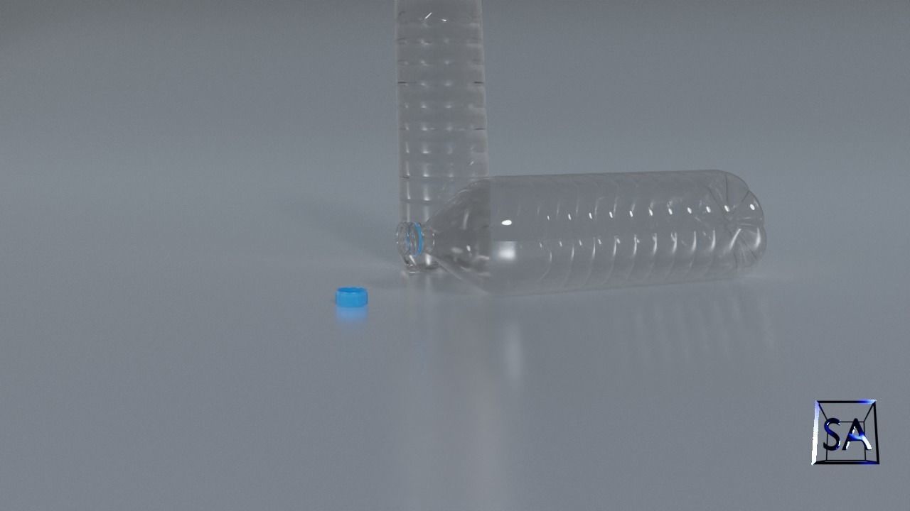 Plastic Water Bottle Low-poly 3D model_11
