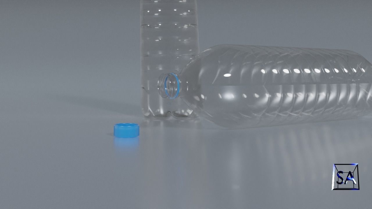 Plastic Water Bottle Low-poly 3D model_2