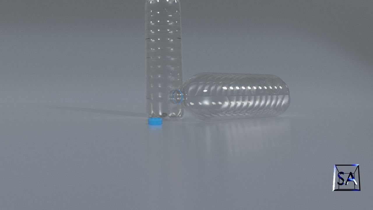 Plastic Water Bottle Low-poly 3D model_12