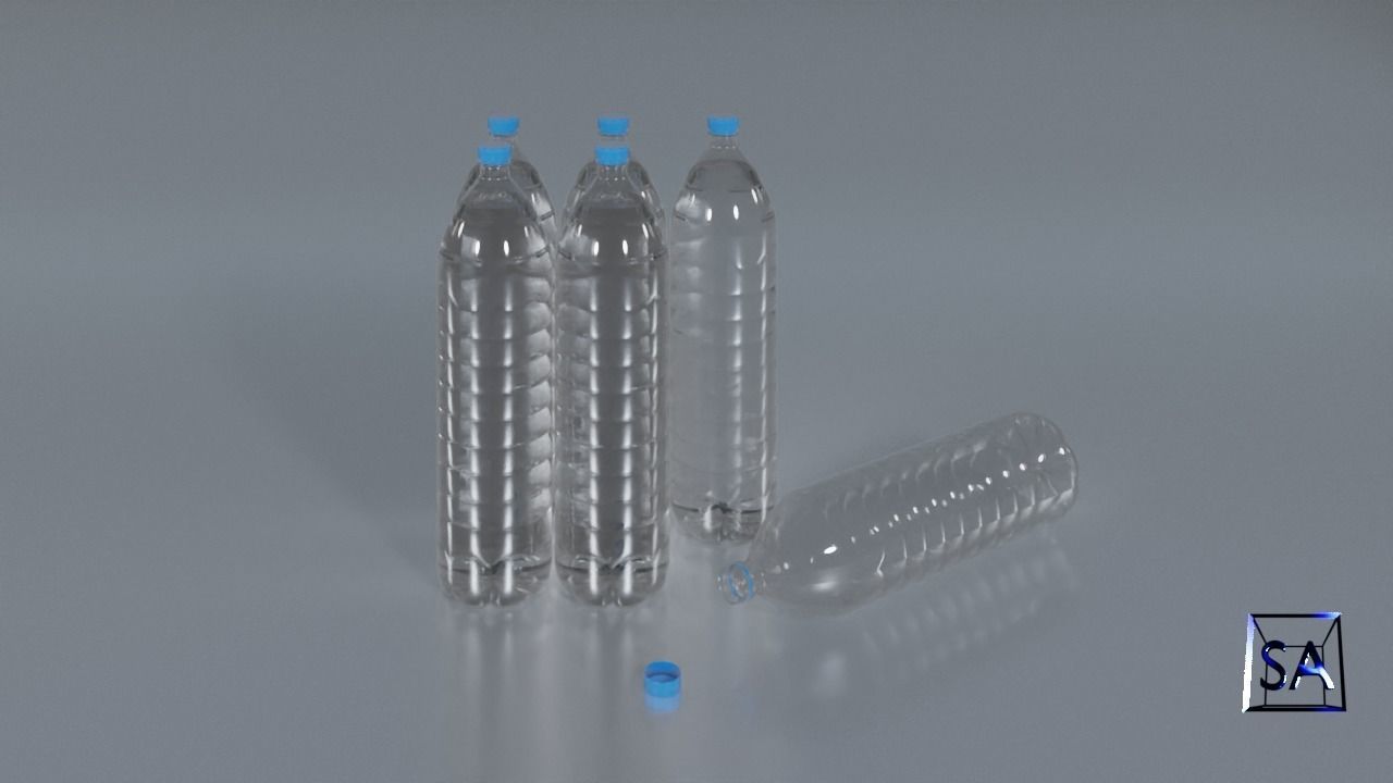 Plastic Water Bottle Low-poly 3D model_1