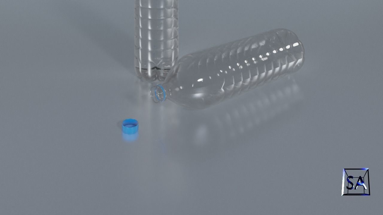 Plastic Water Bottle Low-poly 3D model_9