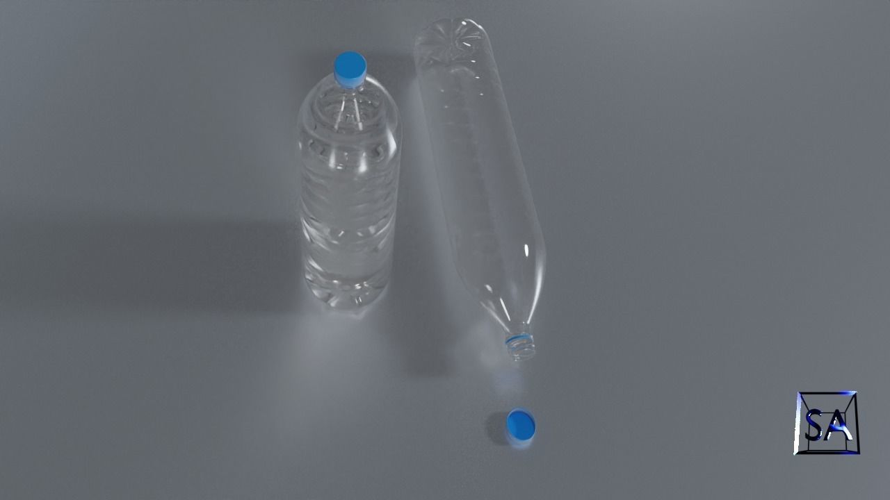 Plastic Water Bottle Low-poly 3D model_19