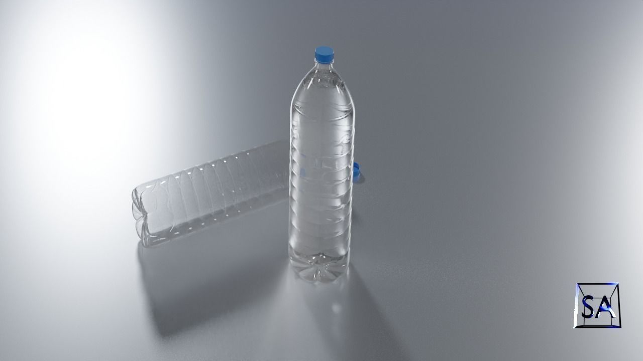 Plastic Water Bottle Low-poly 3D model_15