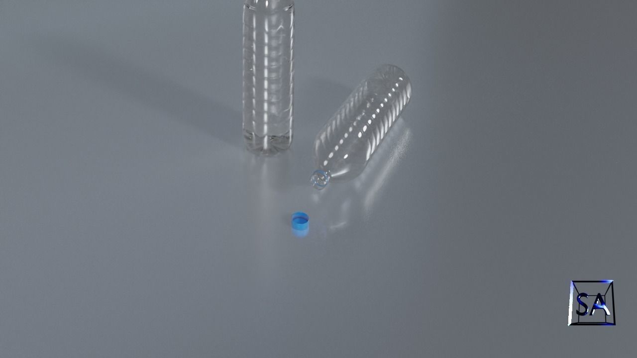 Plastic Water Bottle Low-poly 3D model_13