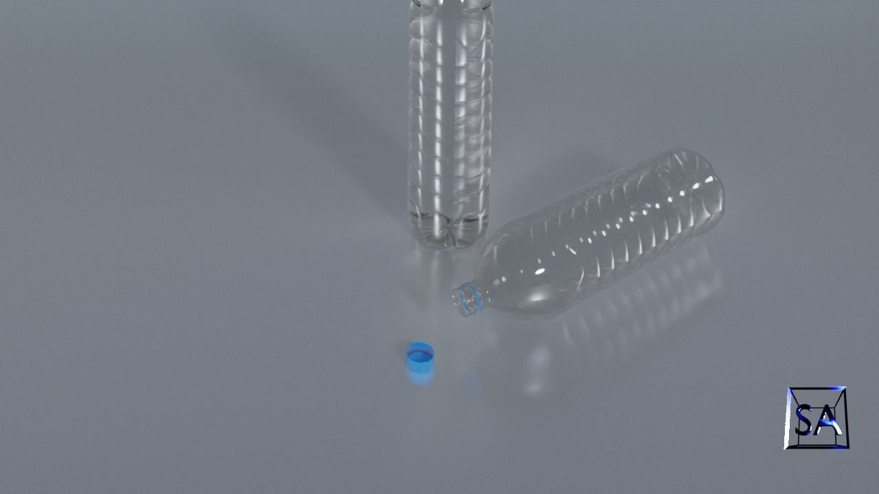Plastic Water Bottle Low-poly 3D model_8