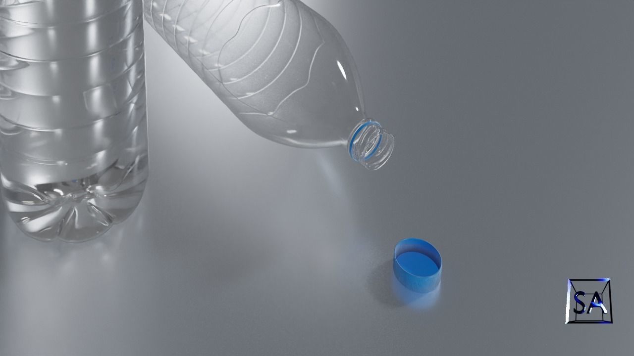 Plastic Water Bottle Low-poly 3D model_20