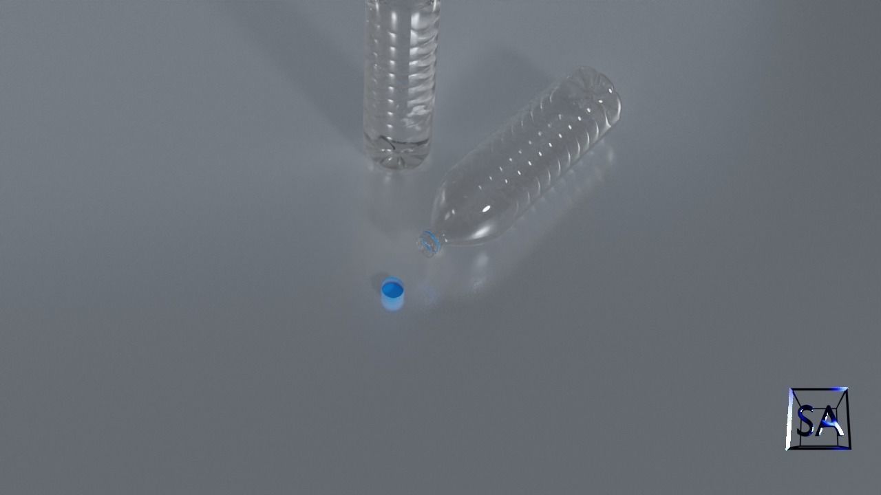 Plastic Water Bottle Low-poly 3D model_7
