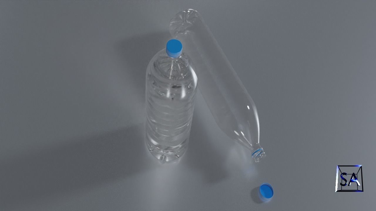 Plastic Water Bottle Low-poly 3D model_18
