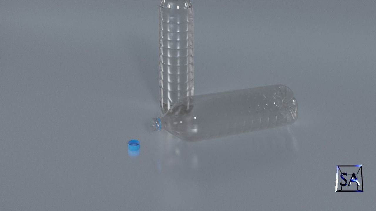 Plastic Water Bottle Low-poly 3D model_10